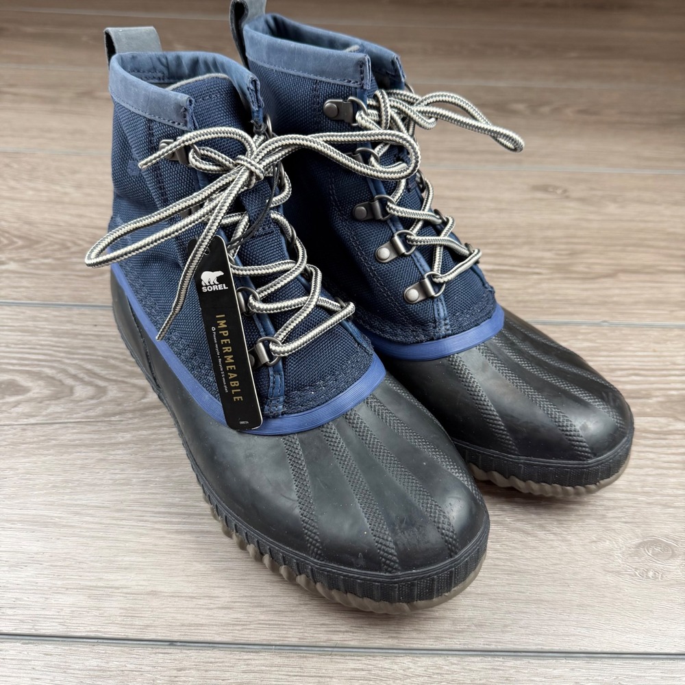 Sorel Mens Cheyanne Metro Lace Waterproof Duck Boots Navy Black NM2340-464 Sz 7